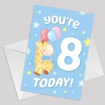 8th Birthday Age 8 Children's Kids Baby Giraffe Greetings Card