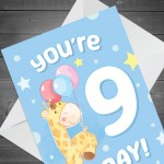 9th Birthday Age 9 Children's Kids Baby Giraffe Greetings Card