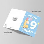 9th Birthday Age 9 Children's Kids Baby Giraffe Greetings Card