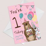 Youre 1 Today Birthday Card First Birthday Card For Daughter