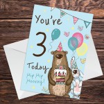 Youre 3 Today Birthday Card 3rd Birthday Card For Grandson Son