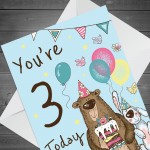 Youre 3 Today Birthday Card 3rd Birthday Card For Grandson Son