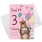 Youre 3 Today Birthday Card Third Birthday Card For Daughter