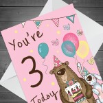 Youre 3 Today Birthday Card Third Birthday Card For Daughter