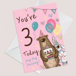 Youre 3 Today Birthday Card Third Birthday Card For Daughter