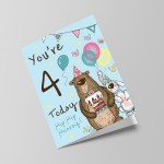 Youre 4 Today Birthday Card First Birthday Card For Grandson Son