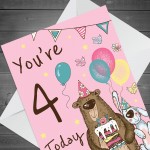 Youre 4 Today Birthday Card Fourth Birthday Card For Daughter