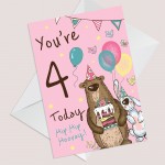 Youre 4 Today Birthday Card Fourth Birthday Card For Daughter