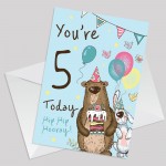 Youre 5 Today Birthday Card Fifth Birthday Card For Grandson Son