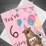 Youre 6 Today Birthday Card Sixth Birthday Card For Daughter