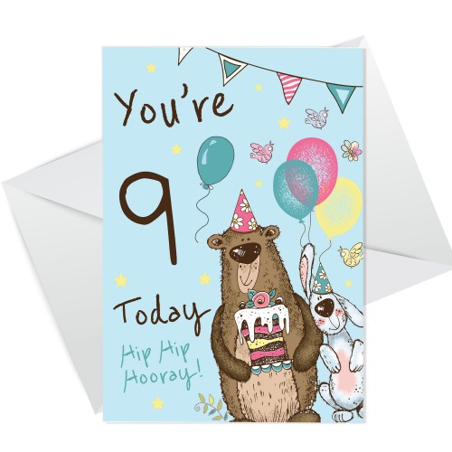 Youre 9 Today Birthday Card Ninth Birthday Card For Grandson Son