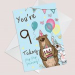 Youre 9 Today Birthday Card Ninth Birthday Card For Grandson Son