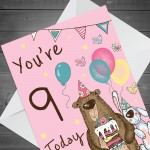 Youre 9 Today Birthday Card Seventh Birthday Card For Daughter