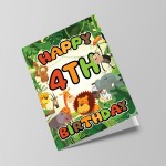 4th Birthday Card for Boy Girl Jungle Safari Animals 4 Years