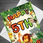 5th Birthday Card for Boy Girl Jungle Safari Animals 5 Years