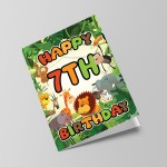 7th Birthday Card for Boy Girl Jungle Safari Animals 7 Years