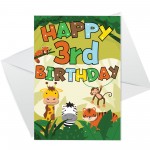 3rd Birthday Jungle Animal Card for Boys Girls 3 Year Old Card