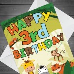 3rd Birthday Jungle Animal Card for Boys Girls 3 Year Old Card