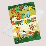 3rd Birthday Jungle Animal Card for Boys Girls 3 Year Old Card