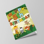 5th Birthday Jungle Animal Card for Boys Girls 5 Year Old Card