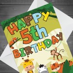 5th Birthday Jungle Animal Card for Boys Girls 5 Year Old Card