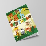 8th Birthday Jungle Animal Card for Boys Girls 8 Year Old Card