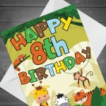 8th Birthday Jungle Animal Card for Boys Girls 8 Year Old Card