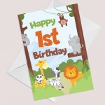 1st Birthday Card for Boys Girls First Birthday Jungle Cards