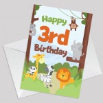 3rd Birthday Card for Boys Girls Third Birthday Jungle Cards