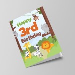 3rd Birthday Card for Boys Girls Third Birthday Jungle Cards