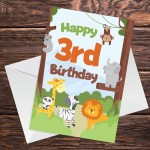 3rd Birthday Card for Boys Girls Third Birthday Jungle Cards