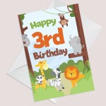 3rd Birthday Card for Boys Girls Third Birthday Jungle Cards