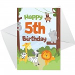 5th Birthday Card for Boys Girls Fifth Birthday Jungle Cards