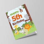 5th Birthday Card for Boys Girls Fifth Birthday Jungle Cards