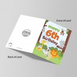 6th Birthday Card for Boys Girls Sixth Birthday Jungle Cards