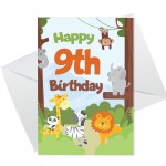 9th Birthday Card for Boys Girls Nineth Birthday Jungle Cards