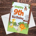 9th Birthday Card for Boys Girls Nineth Birthday Jungle Cards