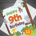 9th Birthday Card for Boys Girls Nineth Birthday Jungle Cards