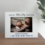 1st Fathers Day Personalised 7x5 White Wooden Frame New Dad Gift