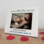 1st Fathers Day Personalised 7x5 White Wooden Frame New Dad Gift