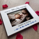 1st Fathers Day Personalised 7x5 White Wooden Frame New Dad Gift