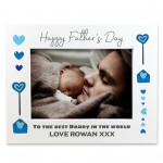 Daddy Fathers Day Personalised 7x5 Photo Frame Gift White Wood