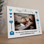 Daddy Fathers Day Personalised 7x5 Photo Frame Gift White Wood