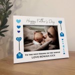 Daddy Fathers Day Personalised 7x5 Photo Frame Gift White Wood