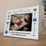 Daddy Fathers Day Personalised 7x5 Photo Frame Gift White Wood