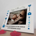 Daddy Fathers Day Personalised 7x5 Photo Frame Gift White Wood