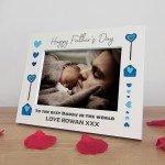 Daddy Fathers Day Personalised 7x5 Photo Frame Gift White Wood