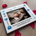 Daddy Fathers Day Personalised 7x5 Photo Frame Gift White Wood