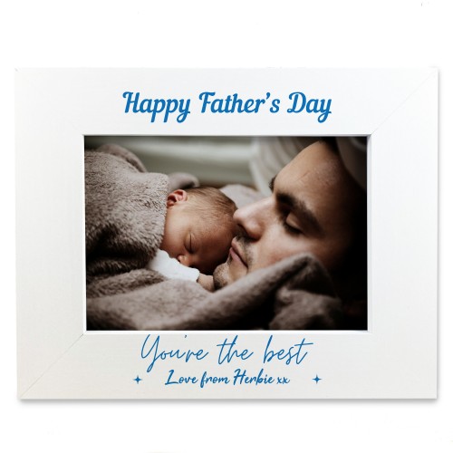 Personalised Happy Fathers Day 7x5 White Photo Frame Gift