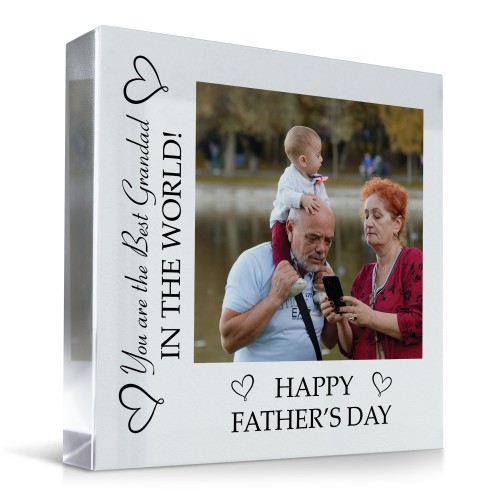 Fathers Day Gift For Grandad Beautiful Personalised Photo Block